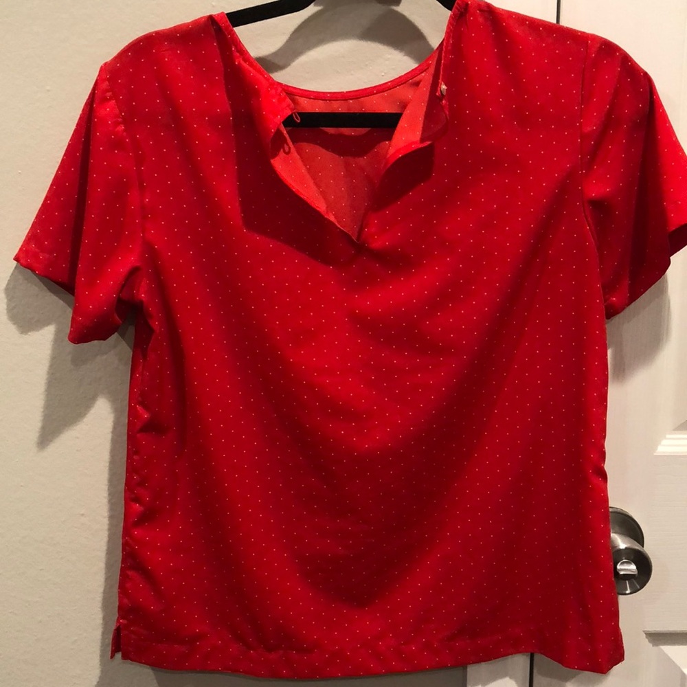 Red polka dot blouse